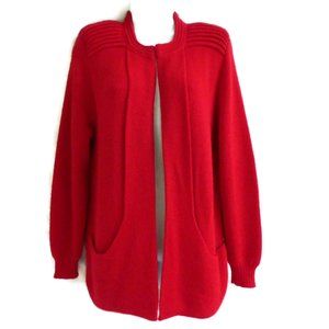 ALPaCa Peruvian Link Collection Knit Cardigan Red 90s Vintage Pintuck Pockets